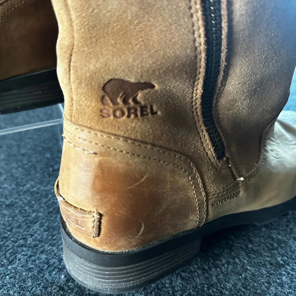 Sorel Phoenix Short Lace-Free Waterproof Tan Leather Boots 025-224 Womens 9‎